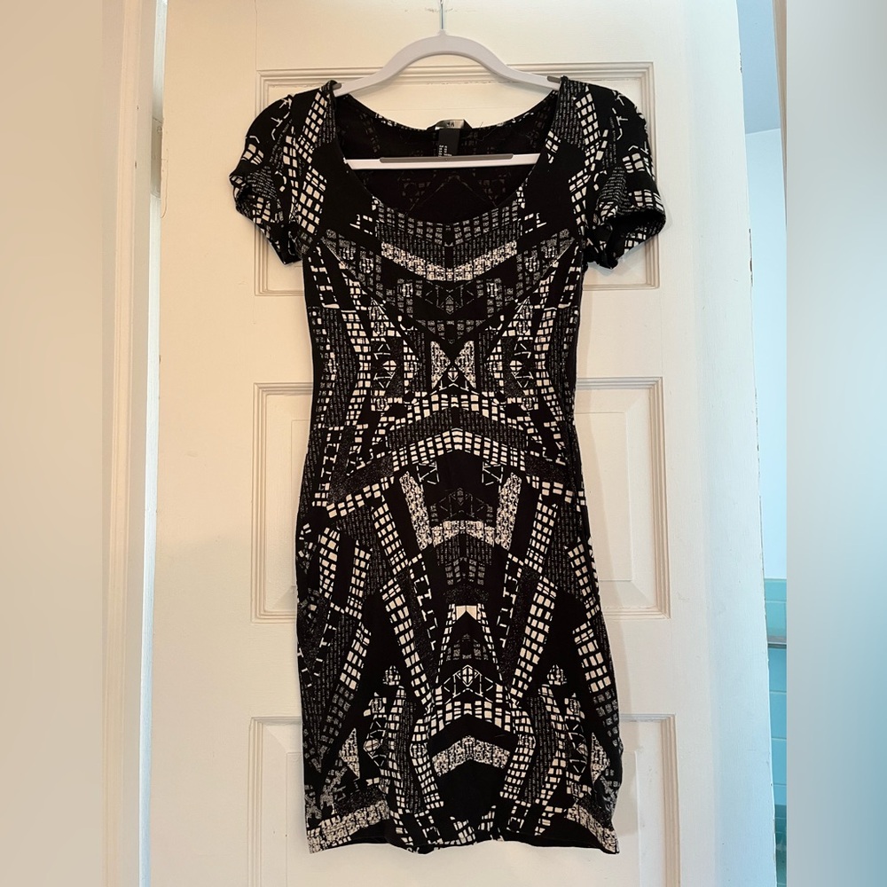 H&M Black and White Bodycon Mini Dress
